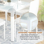 Grondin Modern Style 7-Piece Dining Room Table Set with Tempered Glass Tabletop and 6 PU Leather Upholstered Chairs