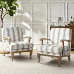 Rinaldo Farmhouse Polyester Armchair with Solid Wood Legs Set of 2 by HULALA HOME