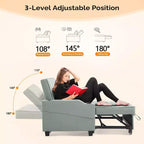 Upholstered Cats Claw Leather Convertible Reclining Sleeper Sofa Bed With Cushions For Small Spaces