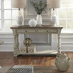 Morgan Creek Antique White Wire Brushed Tobacco Accents Sofa Table