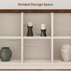 8 Cube Storage Organizer Bookshelf, Farmhouse Horizontal Bookcase, 62 Inch Wood Storage Bookcase for Entryway, Long Low Bookshelves for Living Room