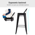 Costway Set of 4 Metal Bar Stools 30 Bar Height Barstools Industrial W/ Low Back Steel