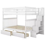 Full over Full Bunk Bed with Drawers and Storage Staircase