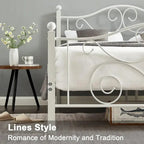 Javlergo Victoria Metal Platform Bed Frame with Headboard and Footboard