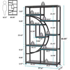 Lantine 5 Tier Bookshelf with 9-Open Storage Shelf