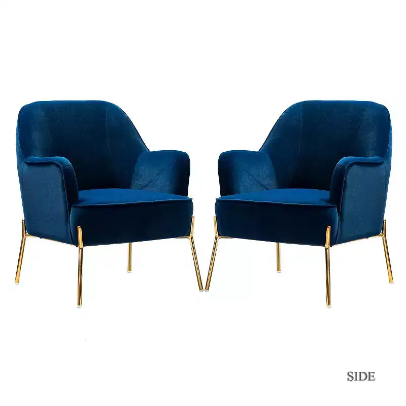 Odo Velvet Accent Comfy Living Room Arm Chair Upholstered Padded Seat Set of 2 | Karat Home