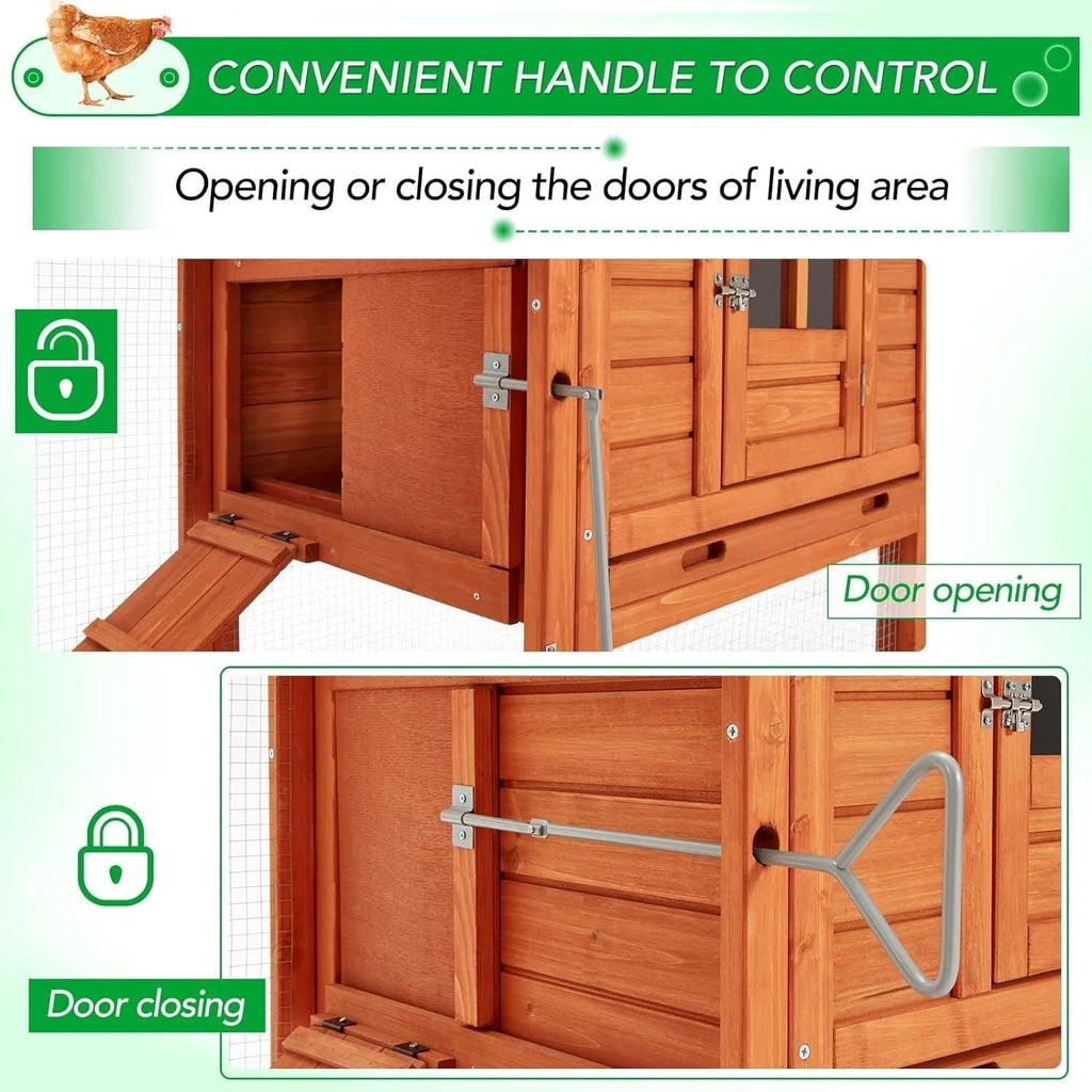 AECOJOY 144 Large Chicken Coop w/ Run Wooden Hutch Poultry Cage House