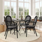 Flash Furniture 4 Pack Lourdes Indoor/Outdoor Commercial Thonet Bistro Stacking Chair with Arms, PE Rattan and Aluminum Frame