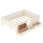 Bellemave Queen Size Toddler Bed with 14 Safety Guardrails, Space-saving Bed Frame with Built-in Bookshelves & 2 Under-Bed Storage Drawers
