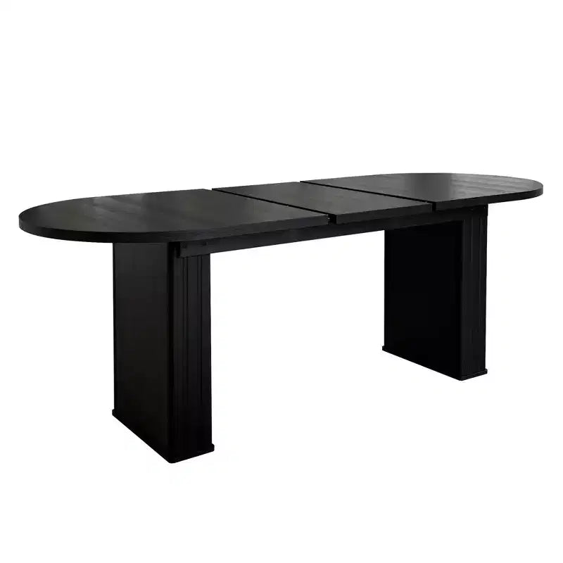 Okak 78IN Extendable Dining Table for 4-8 People, Kitchen Table with Wooden Strip Base, Foldable Table for Living Room, Dining Room