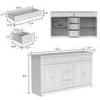 59.1Sideboard Buffet White Mid-Century Modern Contemporary Lacquered