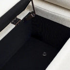 Upholstered Linen Storage Bench with Cylindrical Arms and Gold Metal Legs