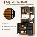 71 Inch Kitchen Pantry with 3 Storage Cabinet and 3 Deep Drawers