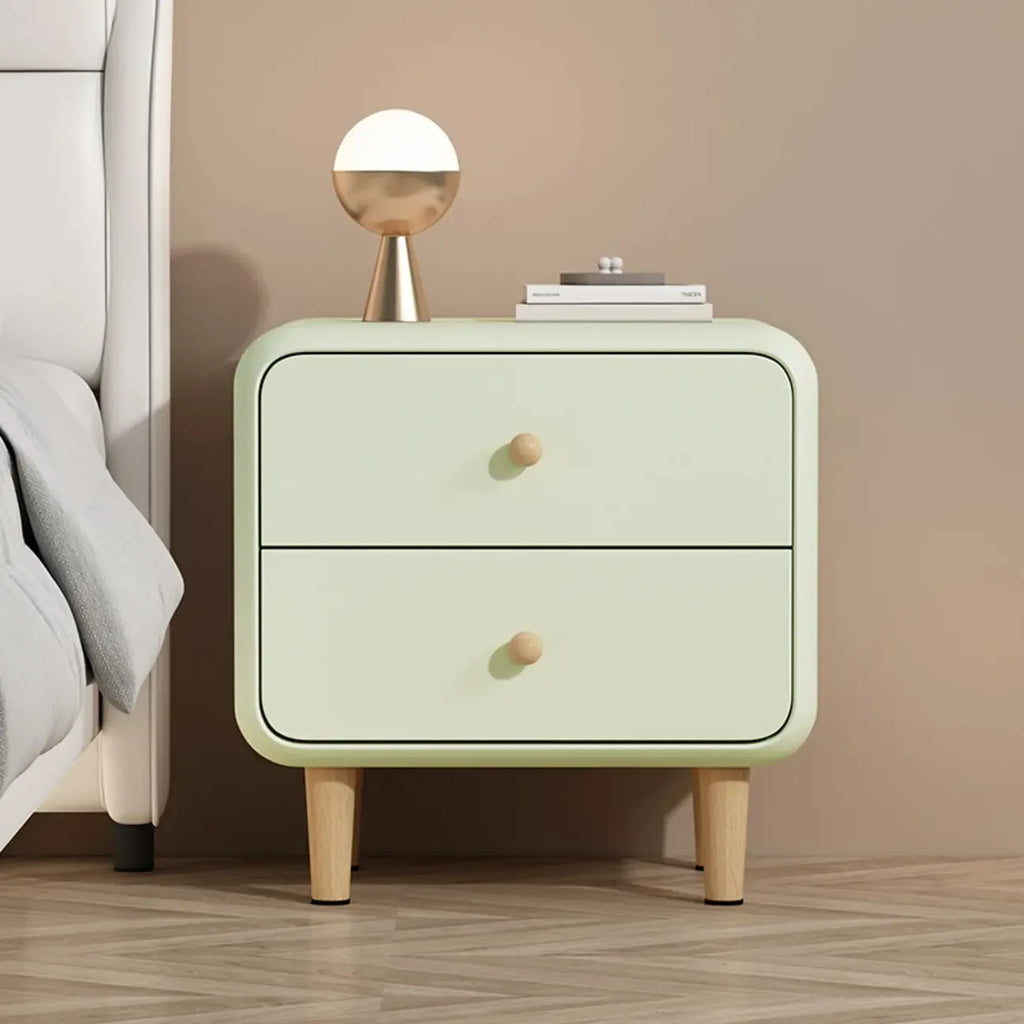 Modern Small Wood 2 Drawer Nightstand with Legs
