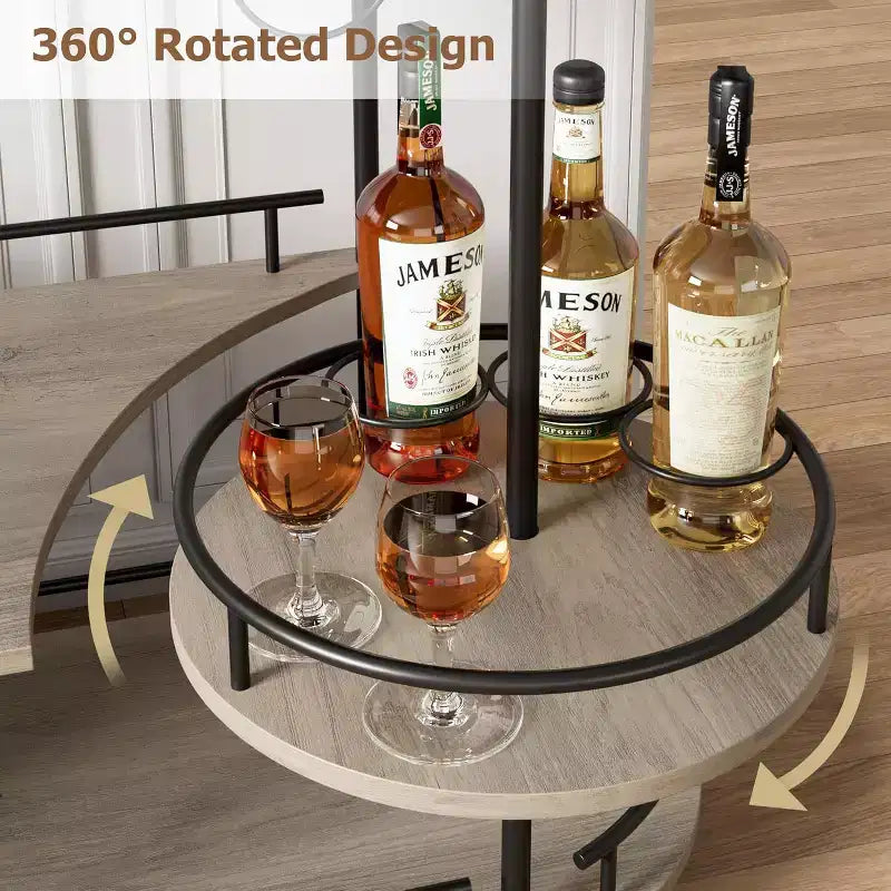 Bar Carts with 4-Tiers Storage ShelvesMobile Bar Seving Carts On Wheels with Wine Rack and Glass Holder for Kitchen, Dining Room, Living Room