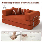 Dyonery 65-in five-in-one folding floor sofa bed, convertible into a double bed sofa bed, with a fixed metal frame, corduroy