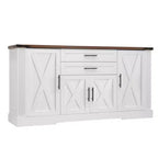 Zeus & Ruta 63 Farmhouse Storage Cabinet with Barn Door, 2 Drawers, Adjustable Shelves, Coffee Bar Buffet for Kitchen, Entryway, Dining Room