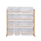 VECELO Kids Bookshelf Toy Storage with 12 Bins, Wooden Toy Rack for Toddlers, Large-Capacity Playroom Storage for Books or Toys