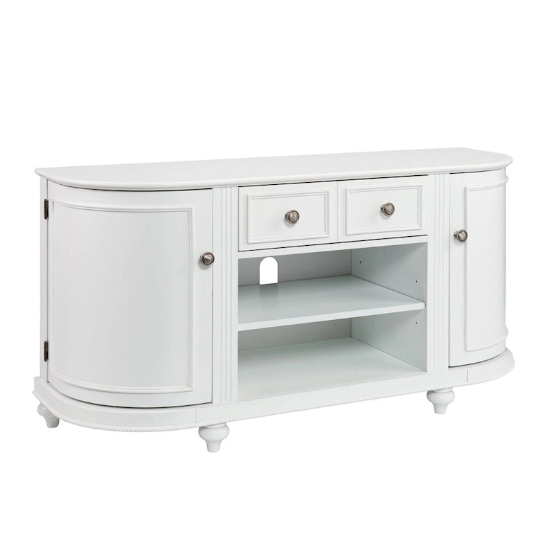 SEI Furniture Wells Modern Farmhouse White Media TV Stand for TVs up to 46