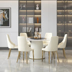 53 Round Dining Table for 6 with Sintered Stone Tabletop and Lazy Susan