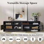 AMERLIFE 70 Modern TV Stand with Fluted Design & Storage Cabinets, for TVs up to 80, Wood Entertainment Center Media Console for Living Room