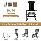 Karl Home | 24-Inch Solid Wood Patio Rocking Chair