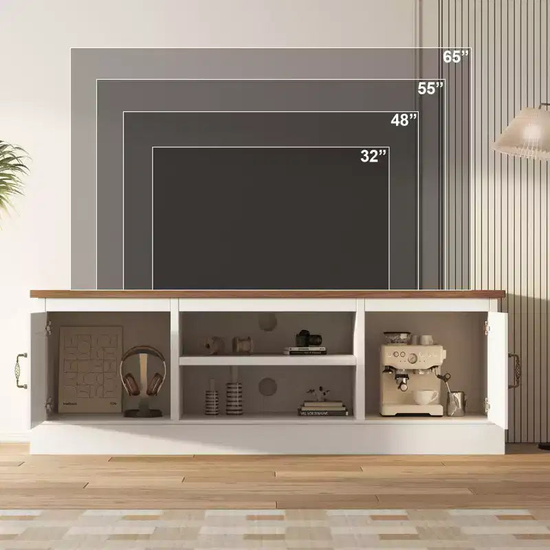 Modern TV Stand for 65-Inch TVs, Rustic Wood Entertainment Center with Spacious Storage Cabinets, Media Console Table for Living Room & Office