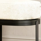 Modern Wooden Beige Upholstered Short Bench