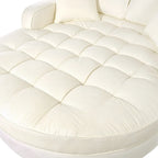 Chenille Chaise Lounge Sofa Bed, Upholstered Sofa Couch with Tufted Backrest and 2 Detachable Pillows for Living Room