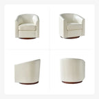 Haley Modern Swivel Barrel Faux Leather Chair with Solid Wood Base Set of 2 by HULALA HOME