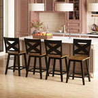 Costway 24 Swivel Barstools Set of 4 w/Backrest Large Seat Footrest for Kitchen Island