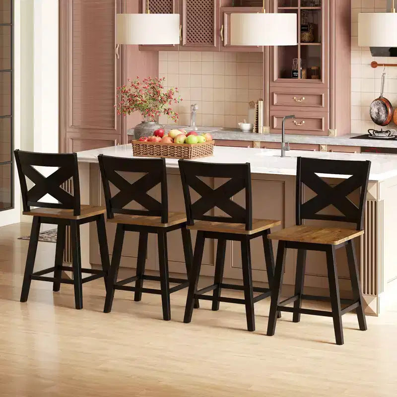 Costway 24 Swivel Barstools Set of 4 w/Backrest Large Seat Footrest for Kitchen Island