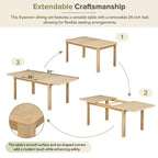 9 Pieces Extendable Dining Table Set with 24inch Removable Leaf , 6 Upholstered Armless Dining Chairs and 2 Padded Arm Chairs