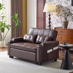 Upholstered Cats Claw Leather Convertible Reclining Sleeper Sofa Bed With Cushions For Small Spaces