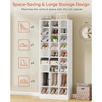 30 Pairs Tall Shoe Cabinet, 10 Tiers White Wooden Shoe Storage Rack for Closet, Entryway - 10-tier