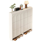 Slim Drop Front 3-Tier White Wood Shoe Storage Cabinet