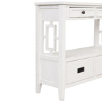 Console Table with 4 Drawers and Storage Shelf