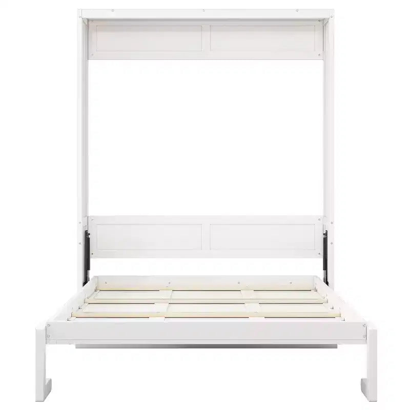 Whisen Full Size Murphy Bed Frame & 61.5 Cabinet Bed Folding Wall Bed with Desk Combo