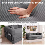 Modern 79 Corduroy Futon Sofa Bed for Small Spaces, 5-in-1 Convertible Sleeper Couch with Removable Armrests & Pillows