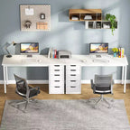 Lantine Computer Desk with 5 Drawers, 47 inches Modern Simple Home Office Desk Study Writing Table for Small Spaces