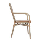 Flash Furniture 4 Pack Lourdes Indoor/Outdoor Commercial Thonet Bistro Stacking Chair with Arms, PE Rattan and Aluminum Frame