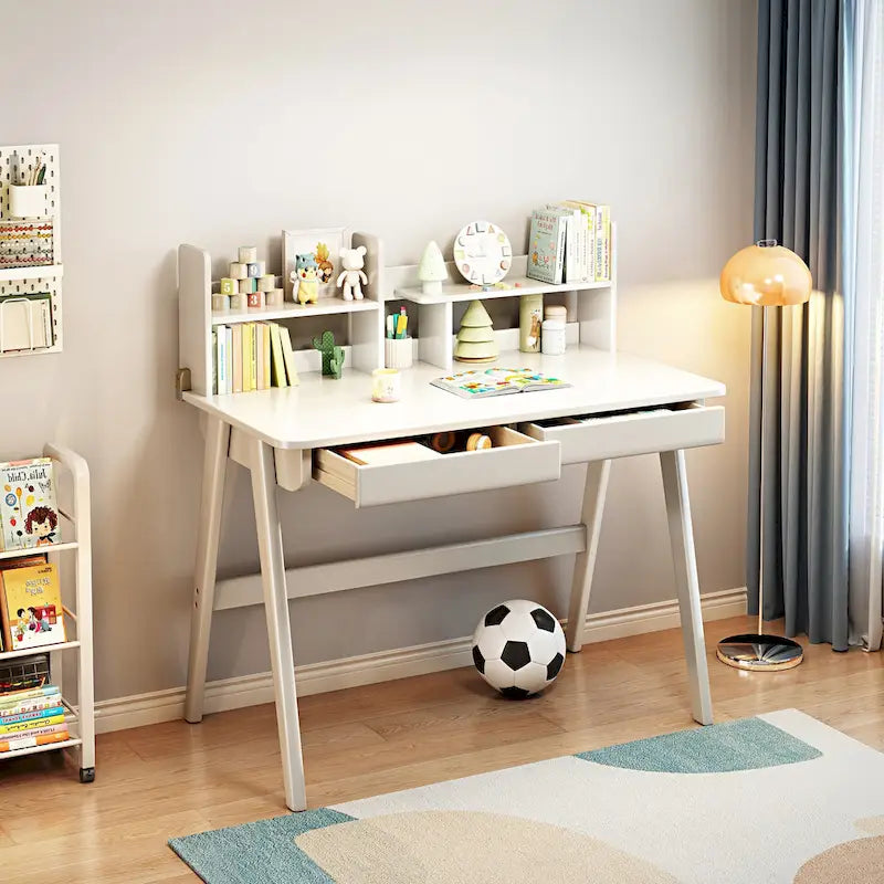 Kids Desk Kids Table Wood Computer Desk with Bookshelf - N/A