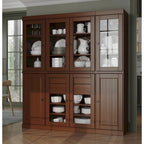 100% Solid Wood Kitchen China Pantry Buffet with Glass or Solid Wood Doors and 2-Drawer Kit 65 x 71.5