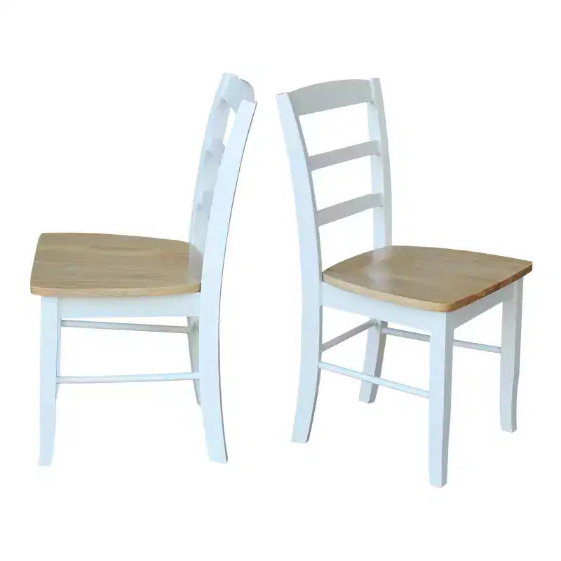 3pc Dining Table with 2 Ladderback Chairs White/Natural ¨C International Concepts: Solid Wood, Square, Non-Extension