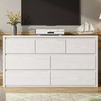 Wide Modern 7-Drawer Dresser for Bedroom, Large Wooden Chest of Drawers with Storage Organizer for Living Room, Hallway & Entryway