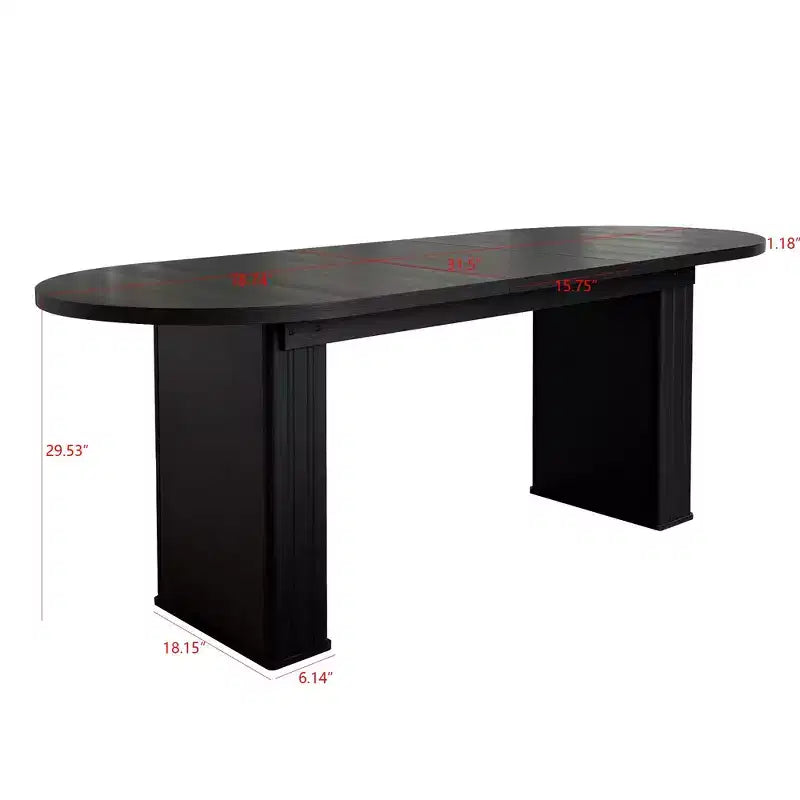 Okak 78IN Extendable Dining Table for 4-8 People, Kitchen Table with Wooden Strip Base, Foldable Table for Living Room, Dining Room
