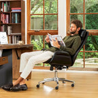 Glitzhome 48-inch Mid-century Adjustable Swivel Faux Leather Office Chair