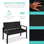 Best Choice Products 2-Person Outdoor Wicker Bench Garden Patio Porch Furniture w/ 700lb Capacity, Cushion