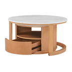 Modern Nesting Coffee Table with Drawer, Round Center Table with storage for Living Room