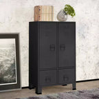 vidaXL Wardrobe Black Sheet Metal Medium Adjustable Shelves